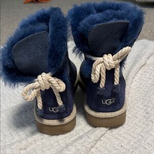 UGG women’s 7  nautical Navy Blue Boots with Cream Accents